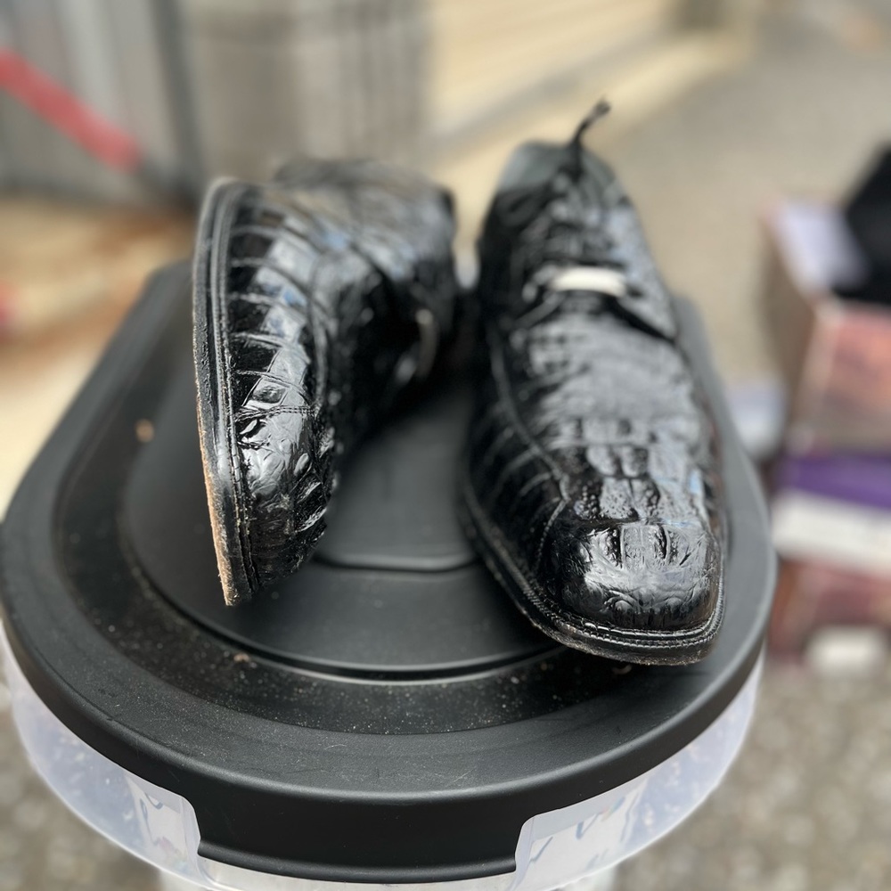 Belvedere Mens Black Genuine Crocodile Shoes